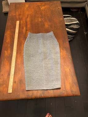 C/MEO COLLECTIVE Gray Knit Midi Pencil Skirt with Pockets XS